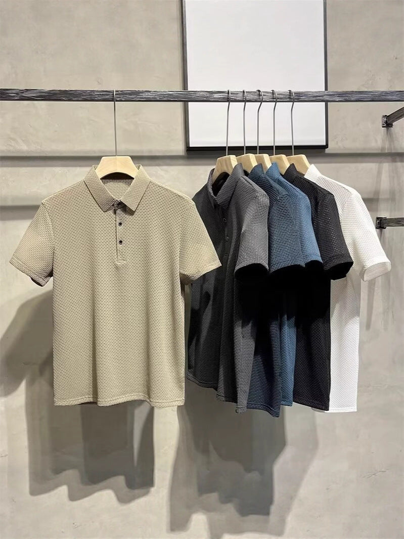 Men's Turn Down Collar Slim Fit Polo Shirt Summer Casual Tee