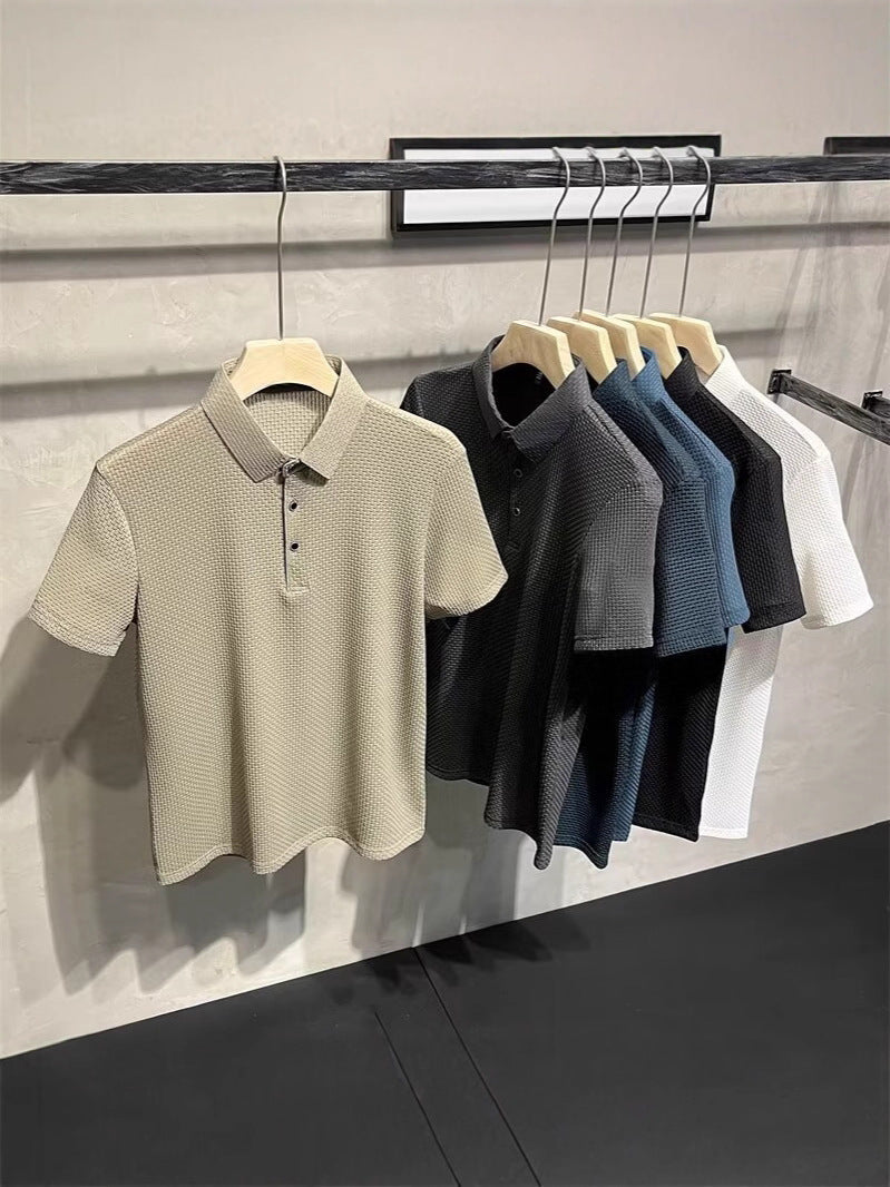 Men's Turn Down Collar Slim Fit Polo Shirt Summer Casual Tee