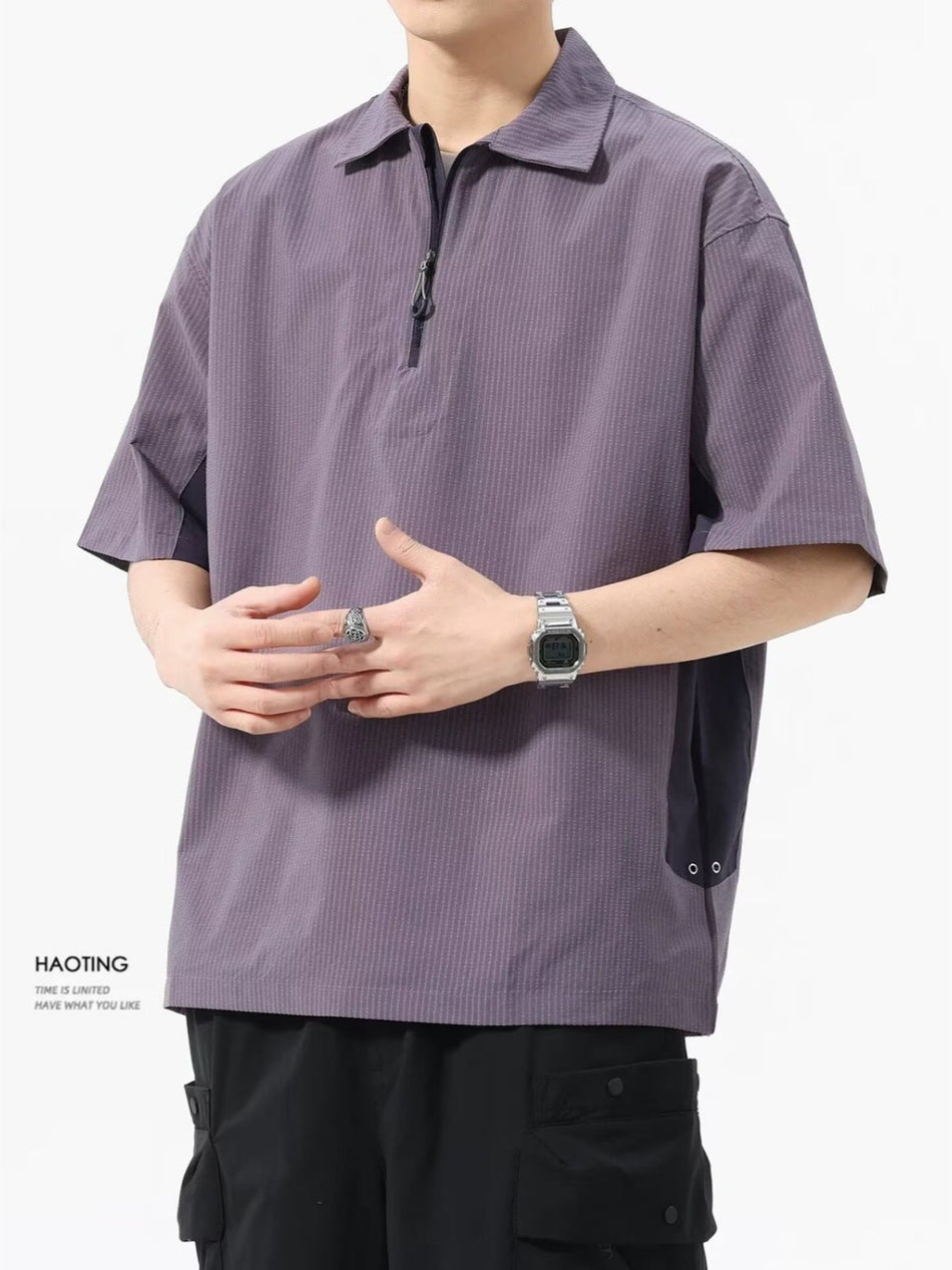 Men's Half Zip Polo Shirt Slim Fit Summer Casual Trendy Top