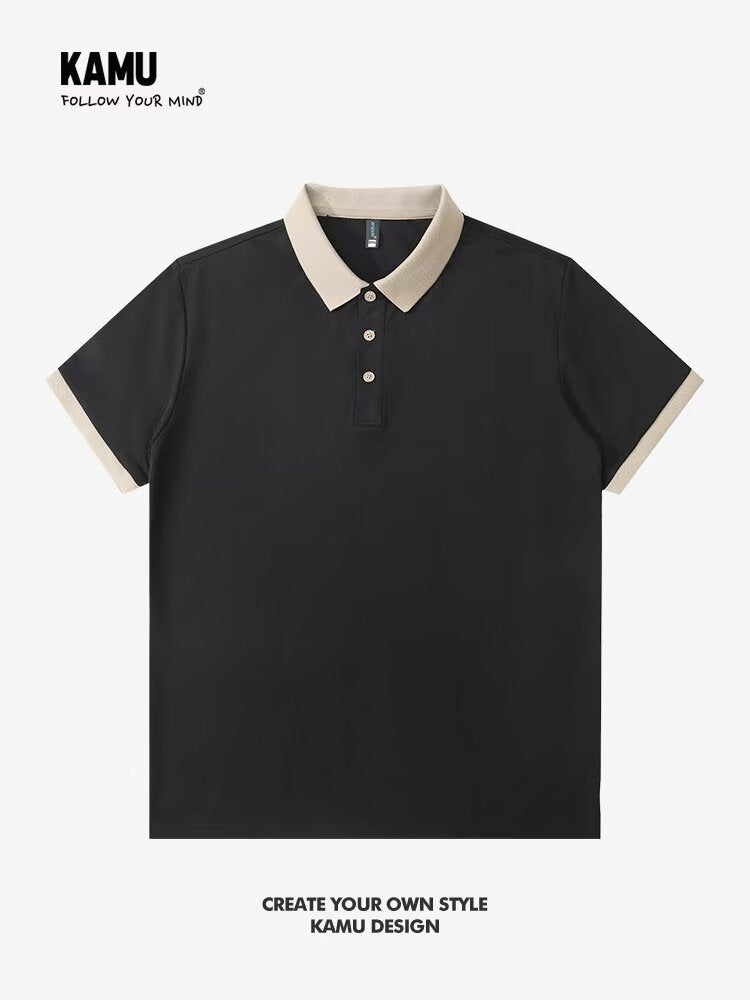Men's Slim Fit Color Contrast Polo Shirt Summer Casual Business