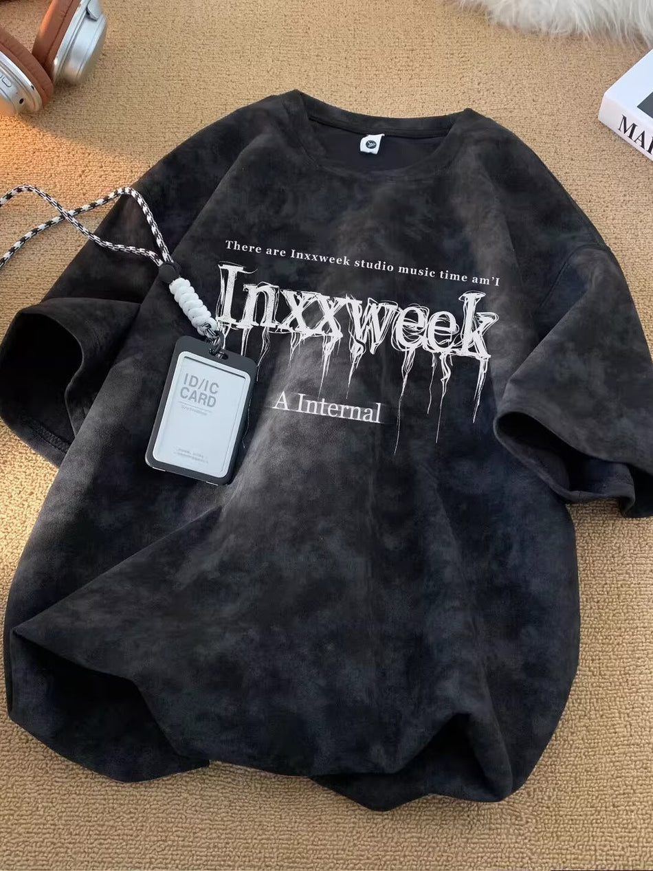 Men's Tie Dye Oversized Street T-Shirt Summer Casual Loose Tee