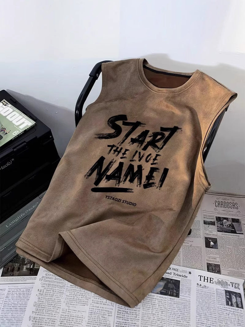 Men's Oversized Printed Sleeveless Vest Summer Casual Tank Top