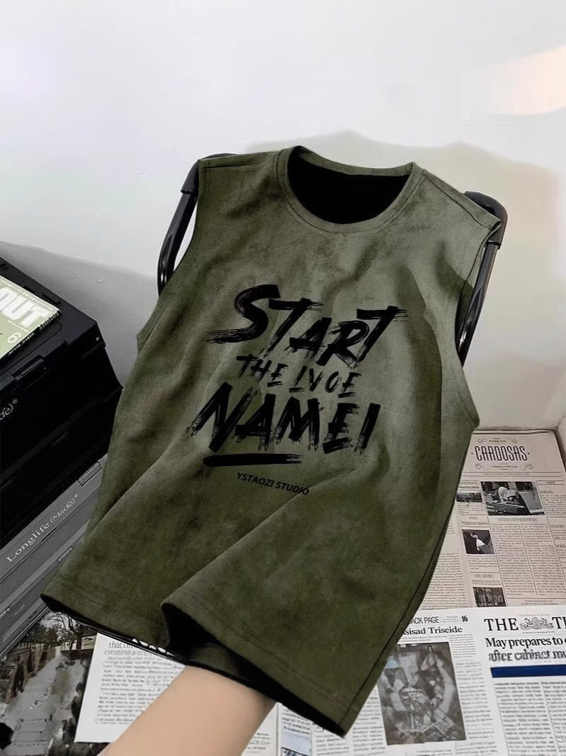 Men's Oversized Printed Sleeveless Vest Summer Casual Tank Top