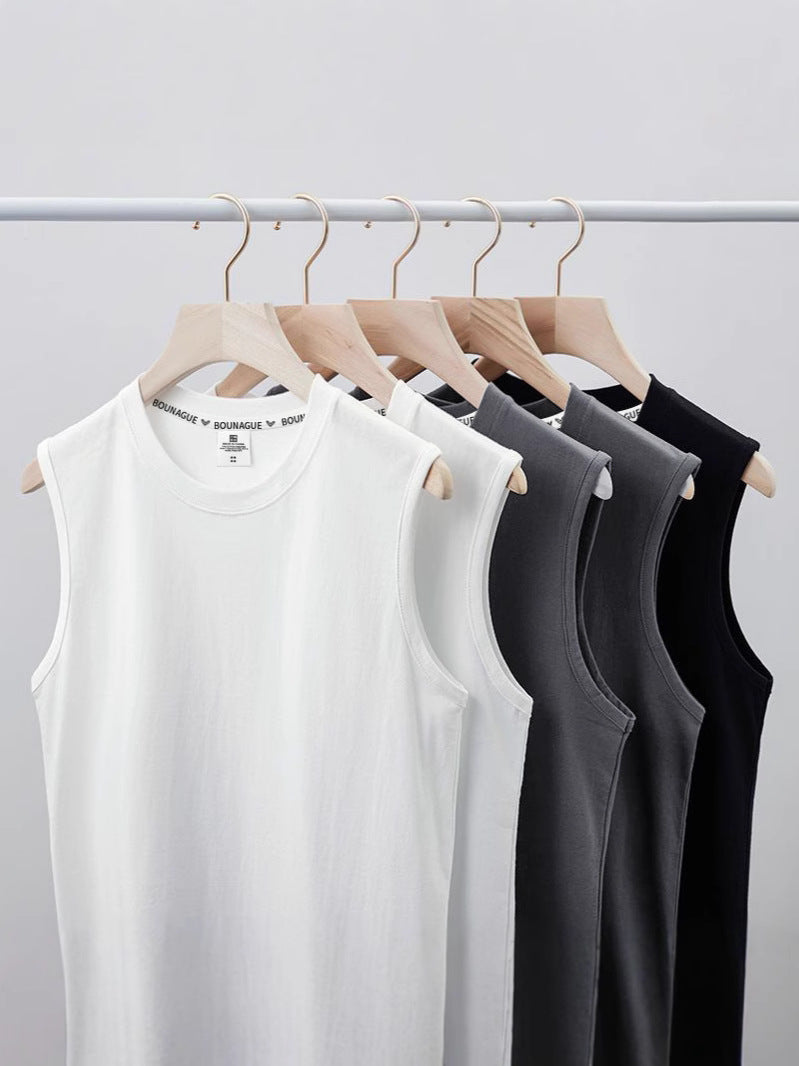 Men's Heavyweight Sleeveless Cotton Sports Vest Loose Fit Tee