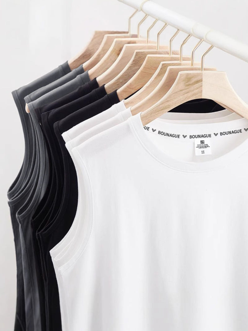 Men's Heavyweight Sleeveless Cotton Sports Vest Loose Fit Tee