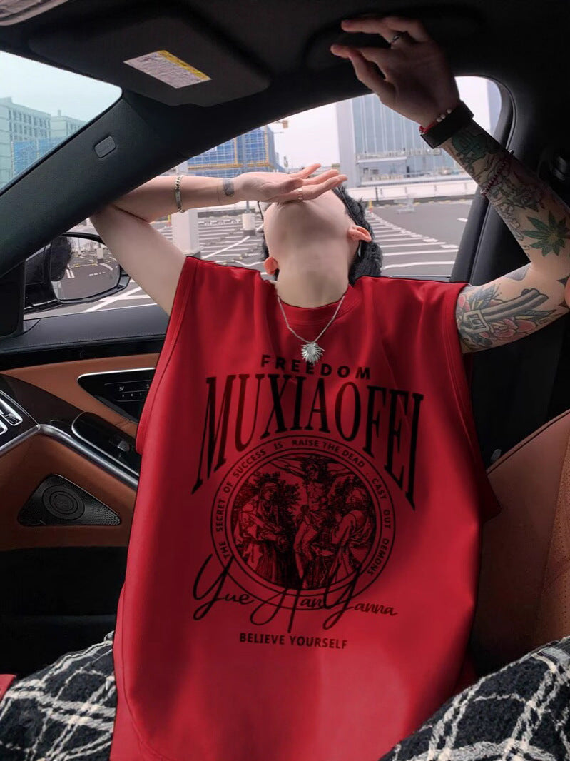 Men's Suede Heavyweight Sleeveless Vest Summer Streetwear Top