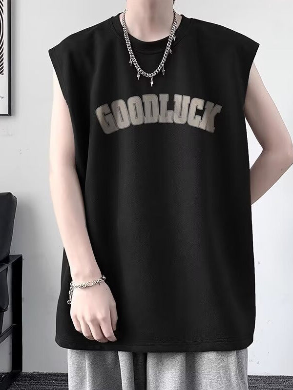 Men's Ice Silk Suede Sleeveless Vest Loose Fit Summer Tank