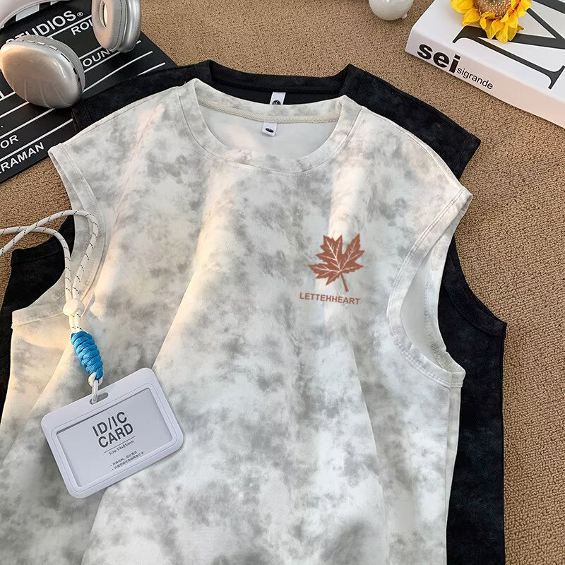 Men's Wide-Shoulder Sleeveless Sports Vest Summer Tee