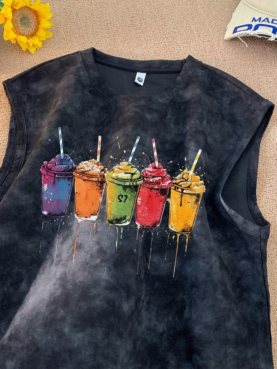 Men's Tie-Dye Hip-Hop Sleeveless Vest Loose Summer Tank