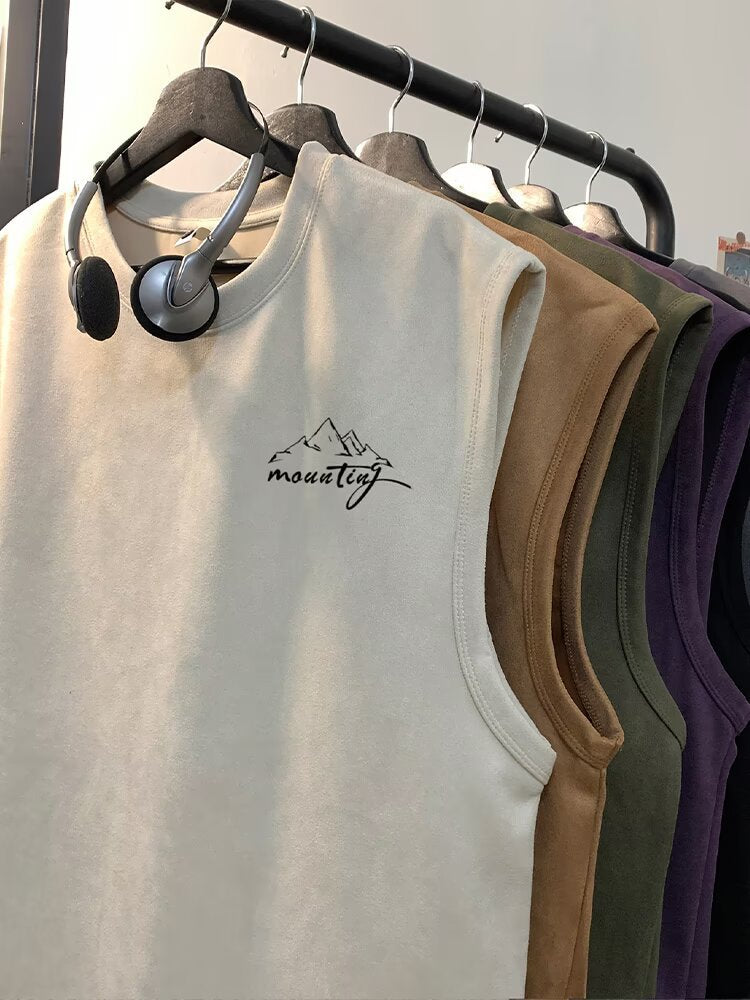Men's Suede Sleeveless Basketball Vest Summer Loose Fit Tank