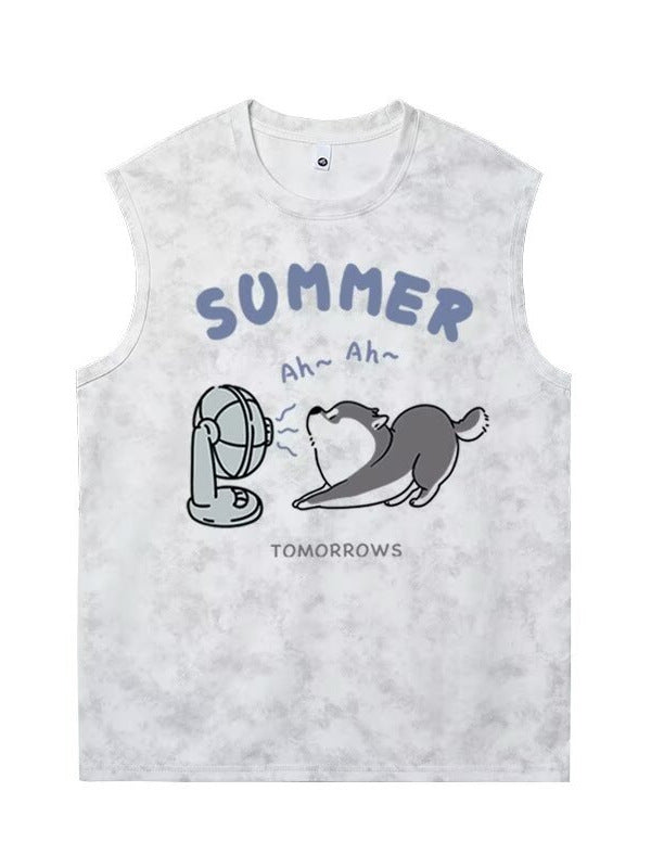 Men's Retro Sleeveless Tank Top Casual Summer Loose Vest