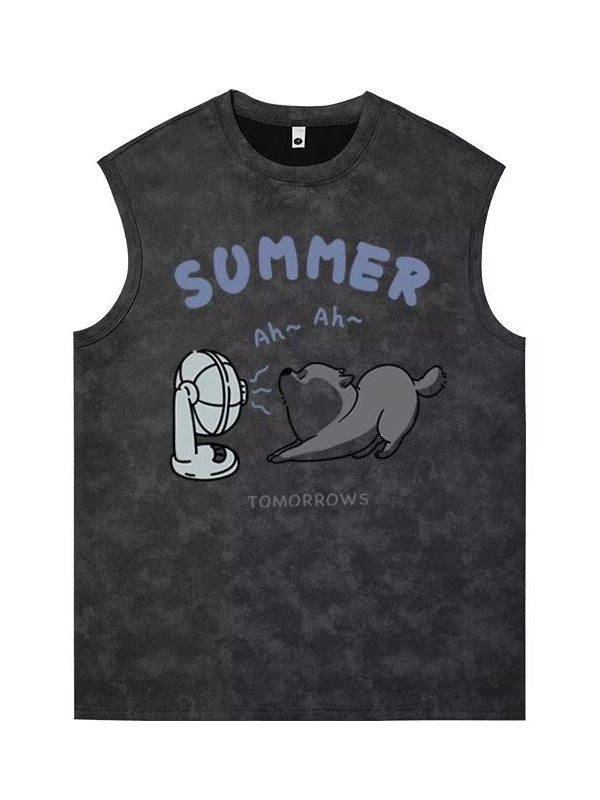 Men's Retro Sleeveless Tank Top Casual Summer Loose Vest