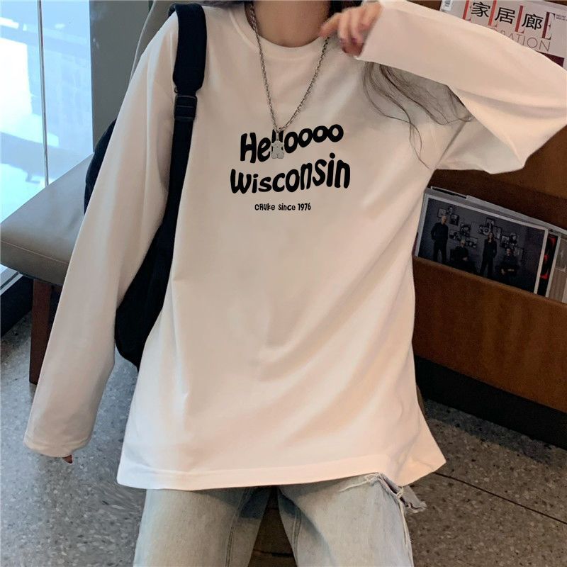 Women Plus Size Cotton Long Sleeve Loose Casual Round Neck Top