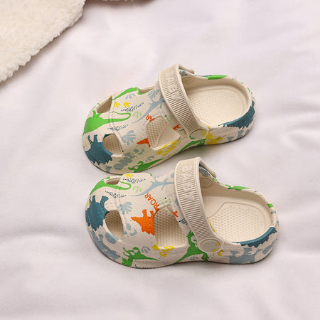 White Kids Dinosaur EVA Clogs Soft Sole Non-Slip Summer Sandals