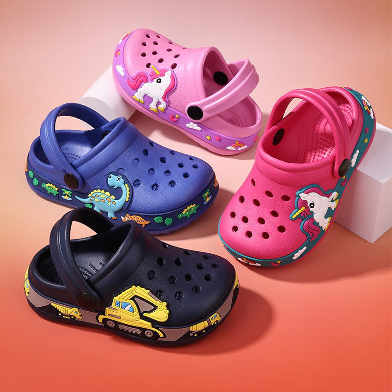 Blue Kids Dinosaur Beach Clogs Breathable Soft Sole Sandals