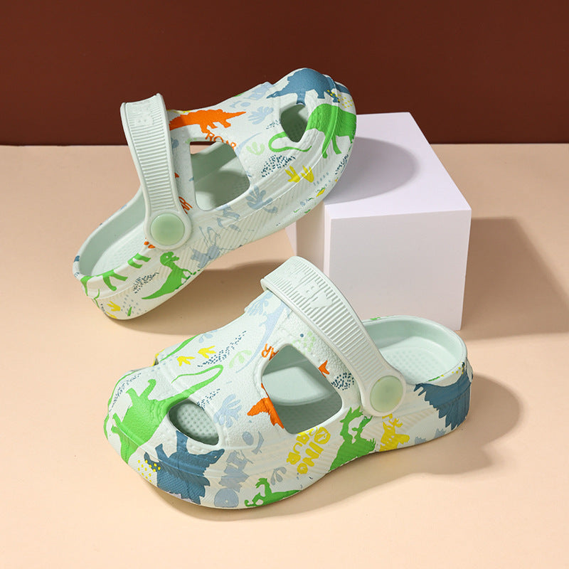 Light Green Kids Graffiti EVA Clogs Soft Sole Non-Slip Sandals