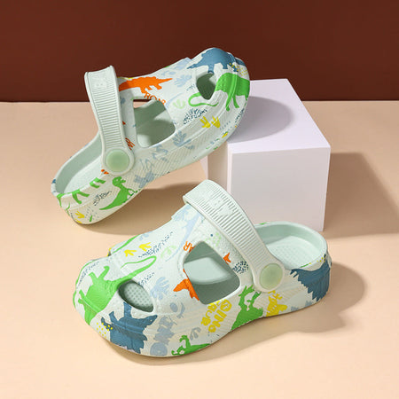 Light Green Kids Graffiti EVA Clogs Soft Sole Non-Slip Sandals