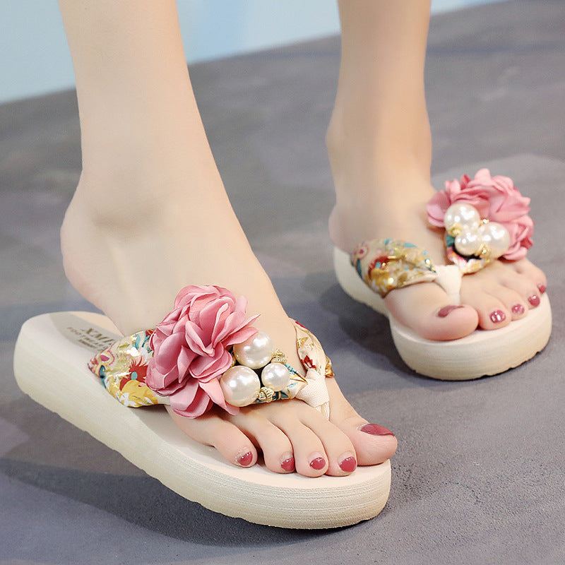 Kid's Floral Wedge Sandals Non-Slip Summer Slippers