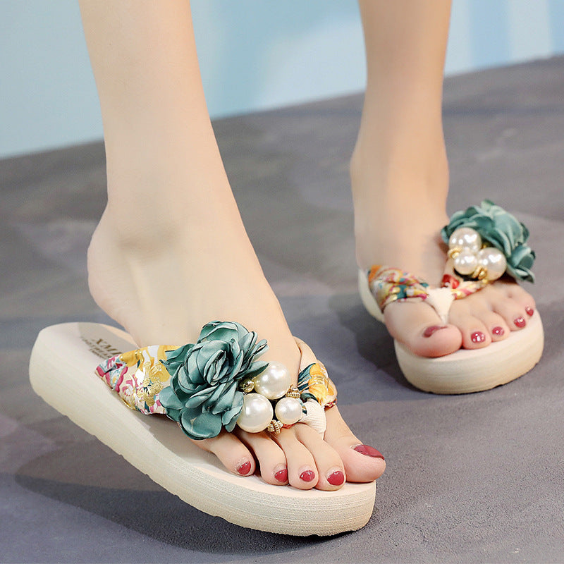 Kid's Floral Wedge Sandals Non-Slip Summer Slippers
