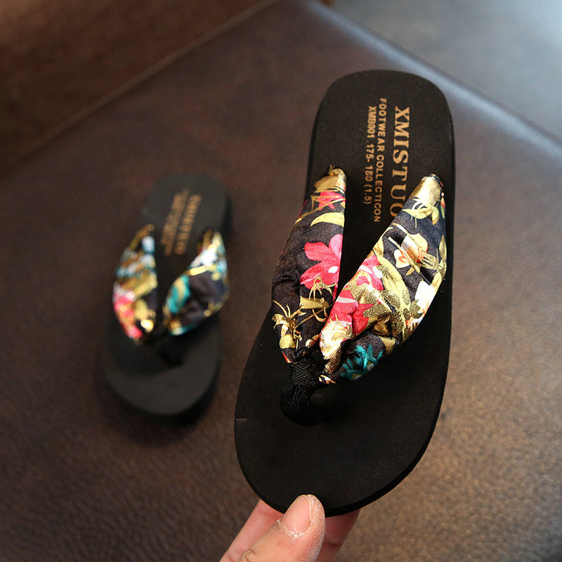 Women’s Bohemian Satin Wedge Sandals Non-Slip Flip Flops