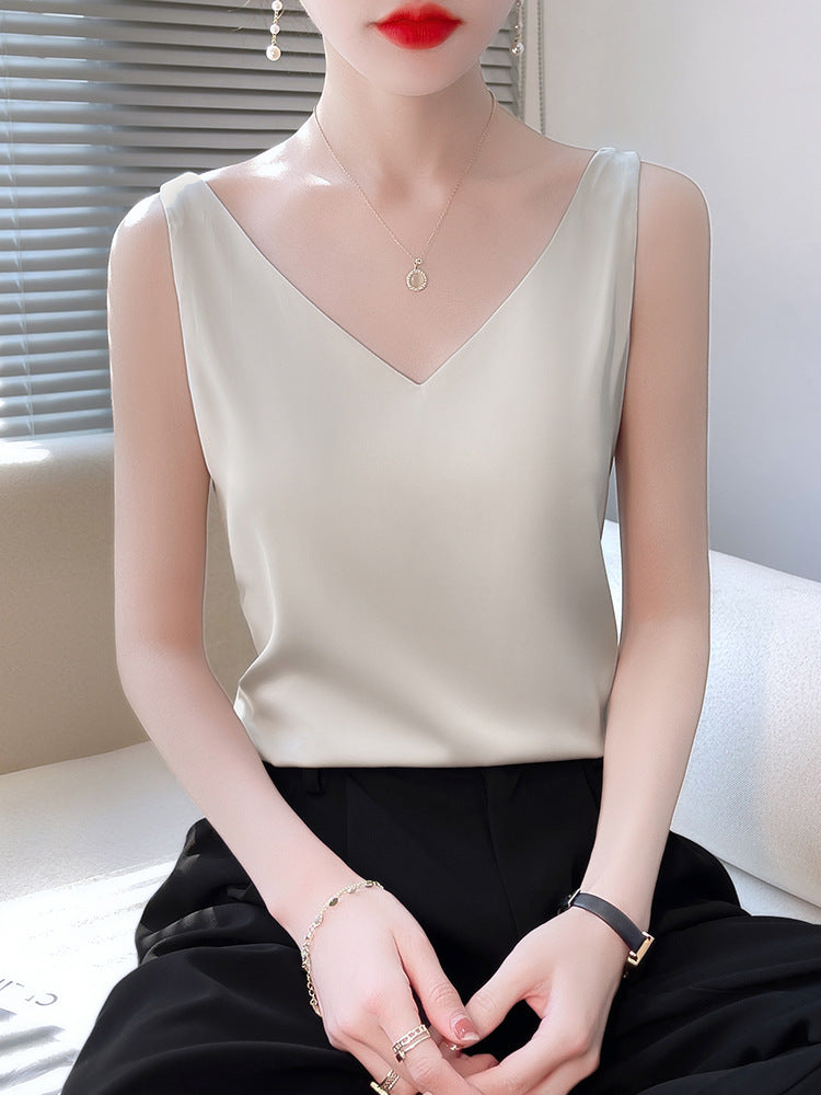 Black Backless Double Strap Camisole for Women in Soft Stretch Fit