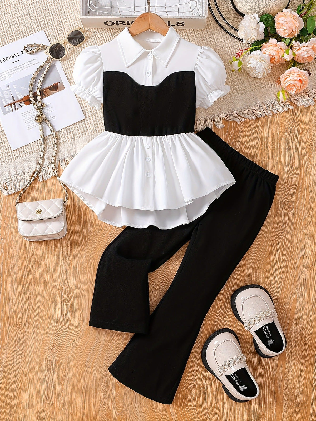 Girls Lace Hem Vest Pants Set Two-Piece Summer Outfit