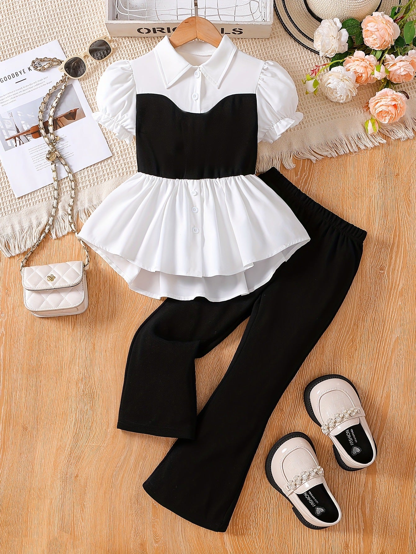 Girls Lace Hem Vest Pants Set Two-Piece Summer Outfit