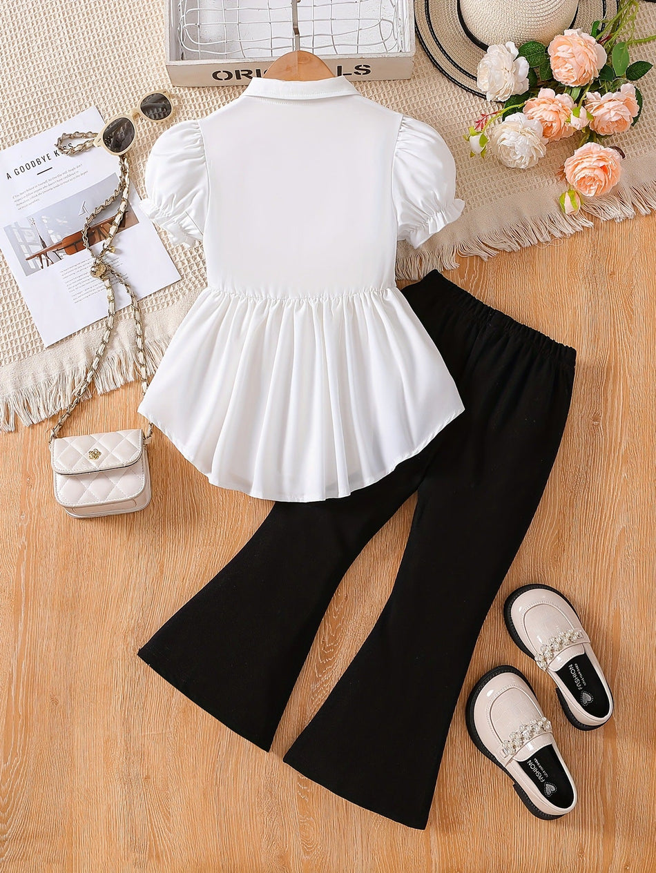 Girls Lace Hem Vest Pants Set Two-Piece Summer Outfit