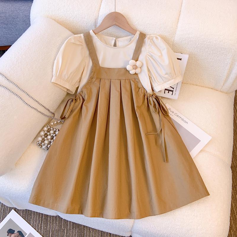 Girls Princess A-Line Floral Summer Dress Short Sleeve Kids