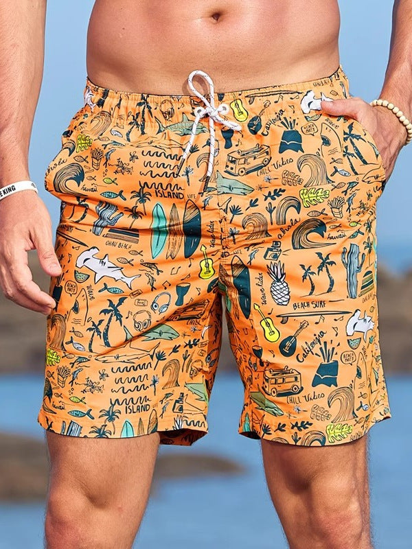 Floral Print Surf Shorts for Men in Relaxed Beachwear Style