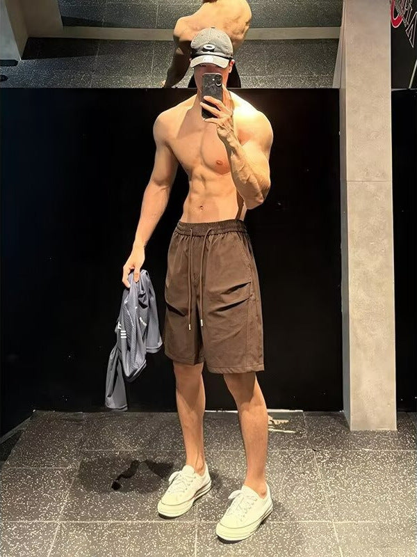Retro Wide Leg Workwear Shorts for Men with Breathable Comfort