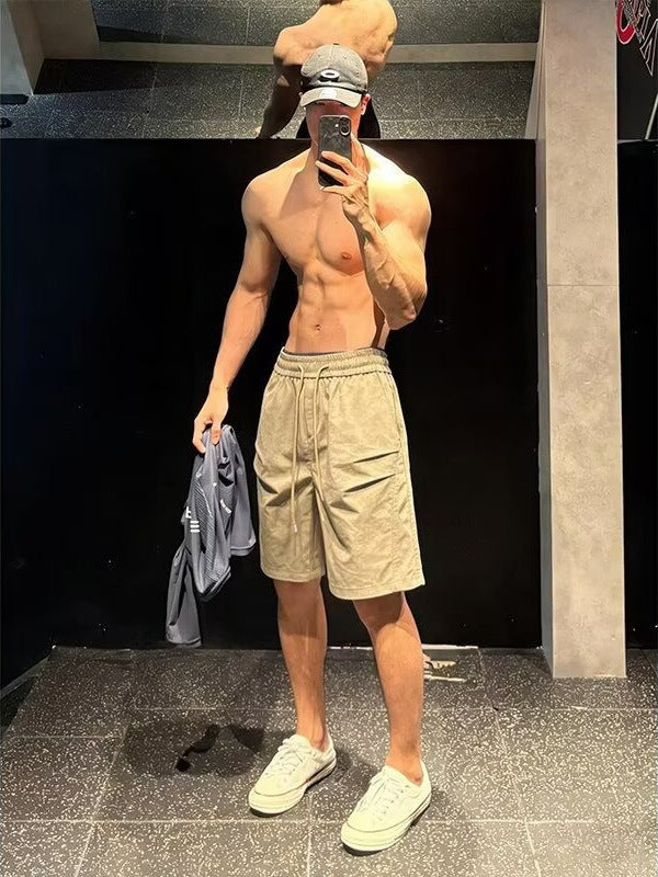 Retro Wide Leg Workwear Shorts for Men with Breathable Comfort