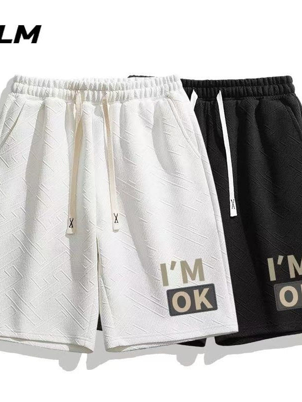 Printed Elastic Waist Sports Shorts for Men in Relaxed Fit