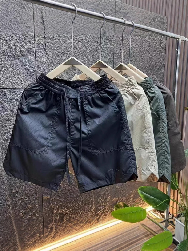 Men Ice Silk Mesh Quick Dry Loose Sports Five Point Summer Shorts