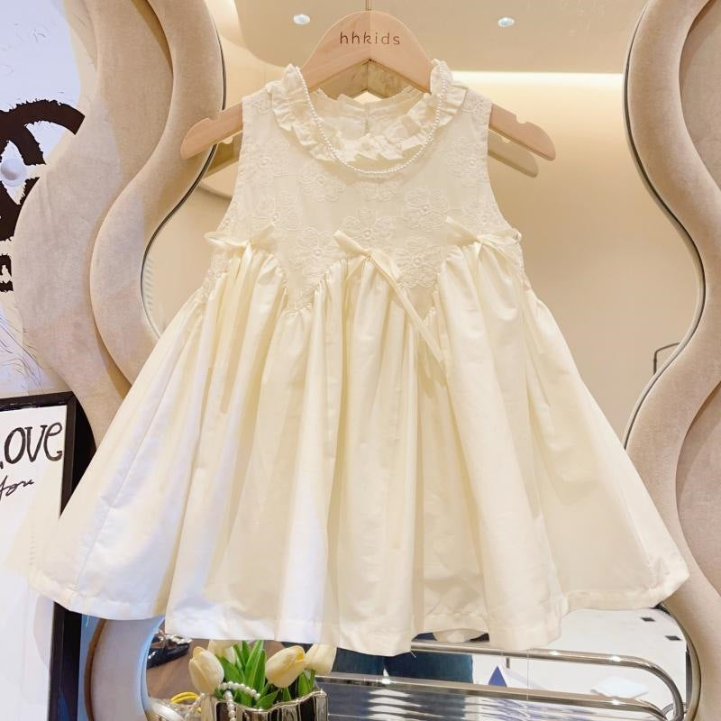 Girls Lace Embroidered Sleeveless Princess A-Line Dress Kids