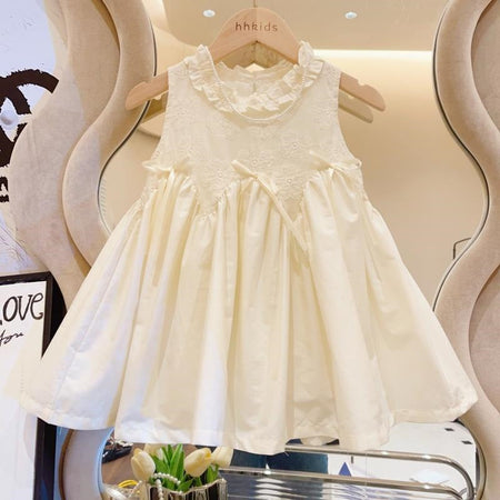 Girls Lace Embroidered Sleeveless Princess A-Line Dress Kids