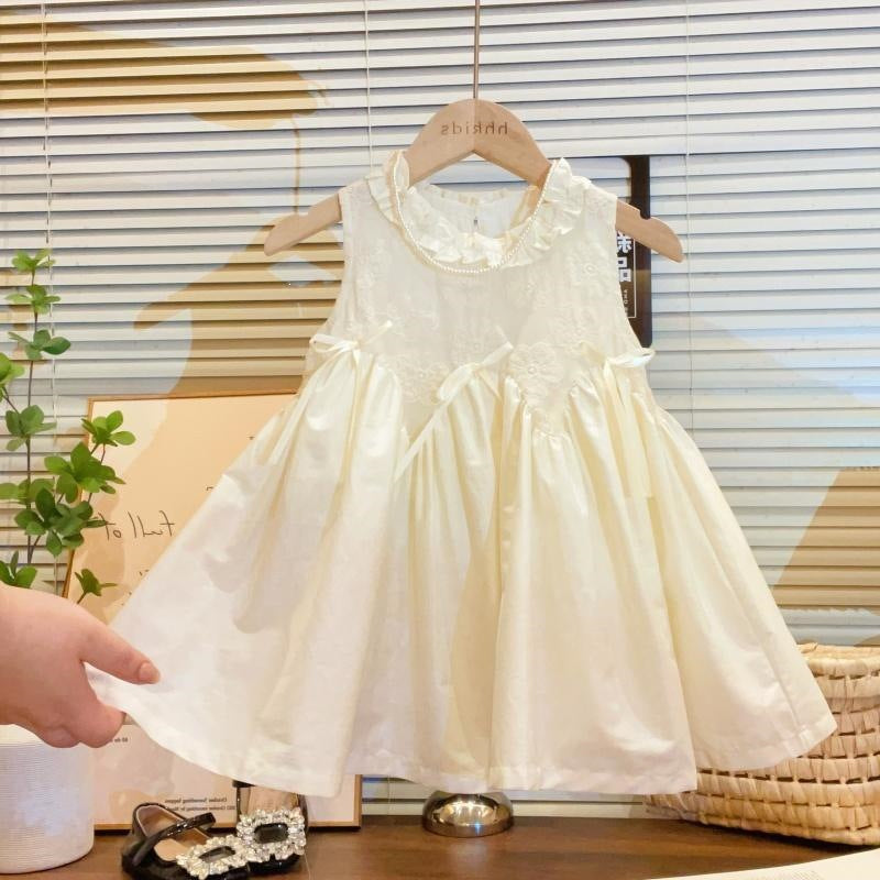 Girls Lace Embroidered Sleeveless Princess A-Line Dress Kids