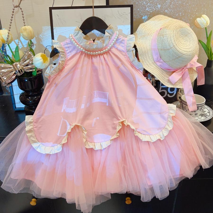 Girls Sleeveless Mesh Ruffle Princess Dress Summer Kids Outfit