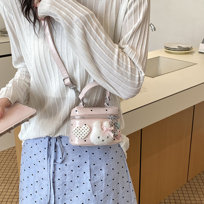 Girls Bunny Print Polka Dot PU Messenger Hand Bag Cute