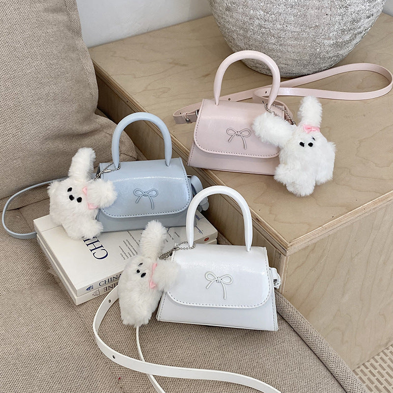White Girls Bowknot Crossbody Handbag Sweet PU Shoulder Bag