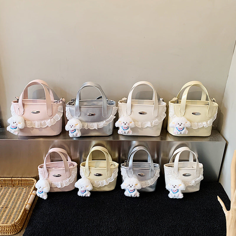 White Girls Korean Style Lace Crossbody Handbag Sweet PU Bag