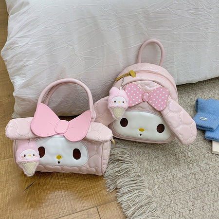 Girls Cartoon Heart Embroidered Mini Egg Backpack Bag