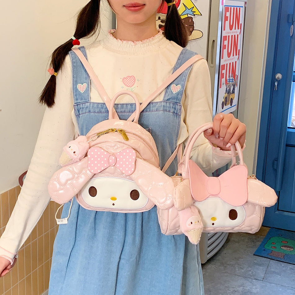 Girls Cartoon Heart Embroidered Mini Egg Backpack Bag