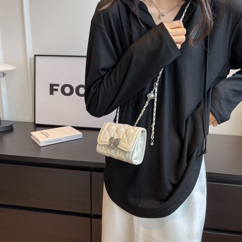 Women Quilted Chain Crossbody Square Bag PU Mini Bag