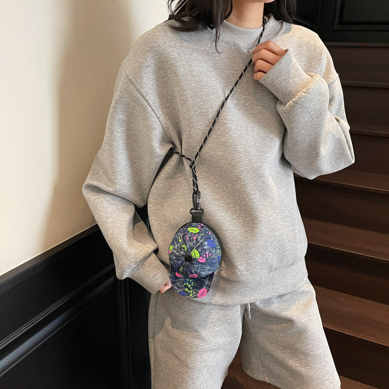 Mini Denim Crossbody Coin Purse Headset Storage Bag Unisex