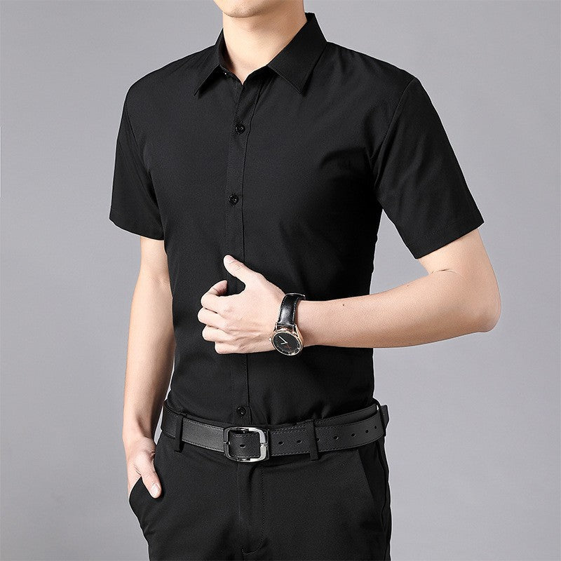 Men's Solid Color Short Sleeve Business Casual Shirt Summer