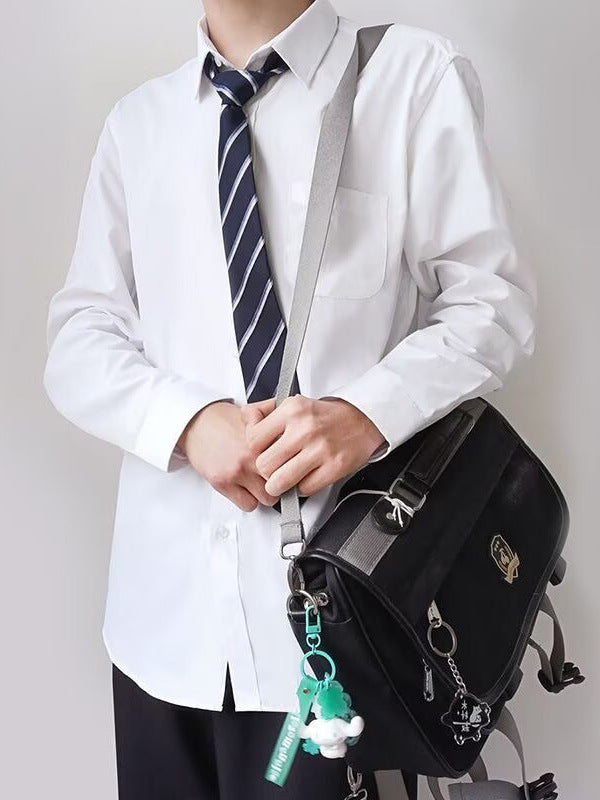 Men's Basic Long Sleeve White Shirt Loose Fit Casual Student