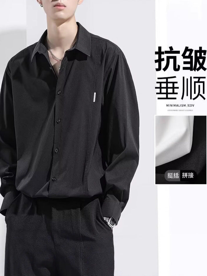 Men's Tencel Long Sleeve Shirt Loose Fit Lightweight Ice Silk
