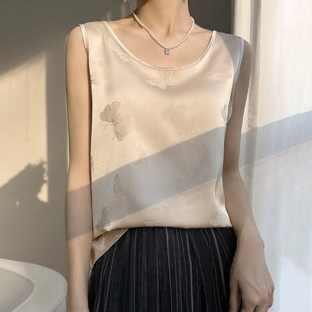 Round Neck Loose Camisole Top Women Mid Long Summer Layering Vest