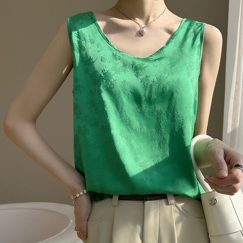 Round Neck Loose Camisole Top Women Mid Long Summer Layering Vest